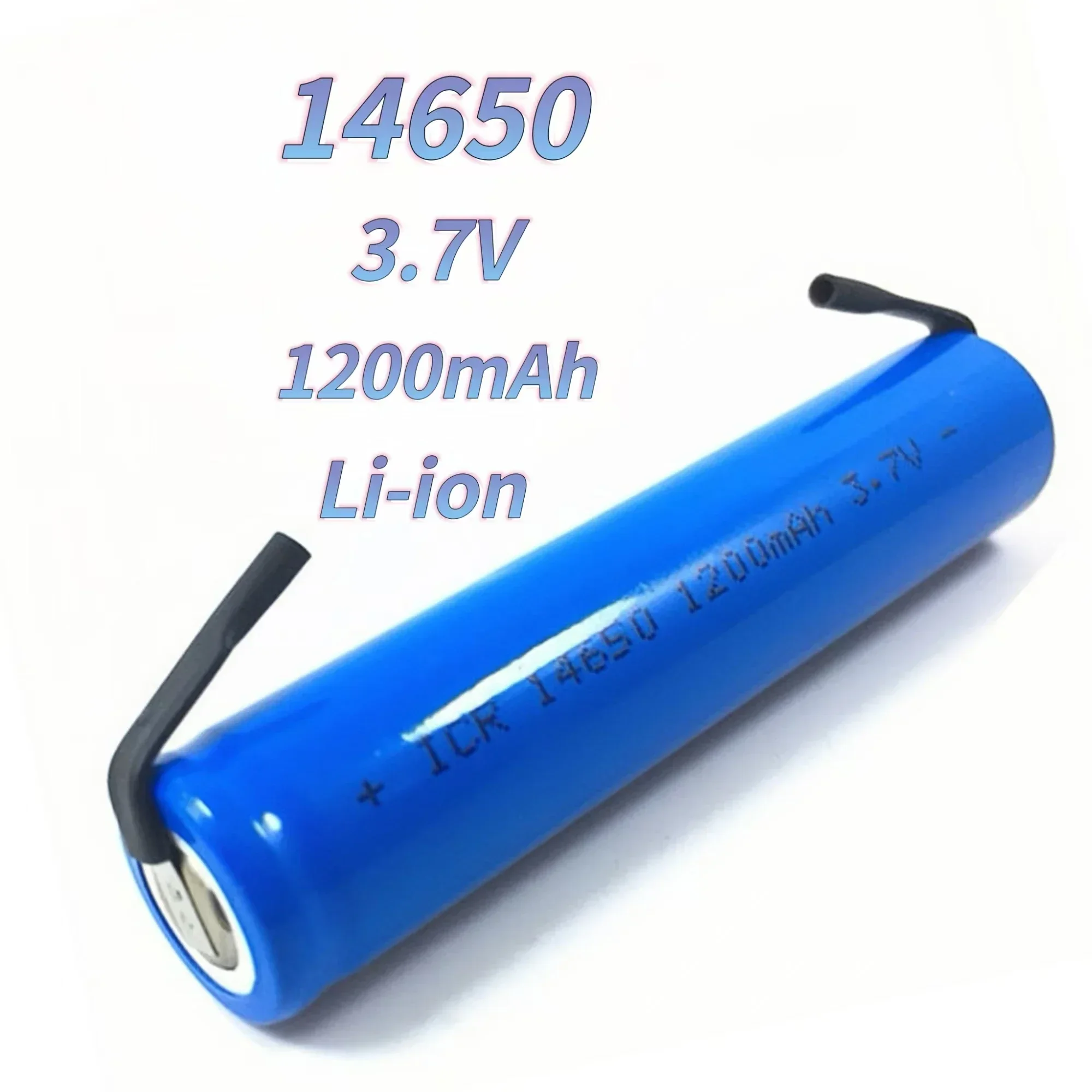 14650 battery 3.7V 1200mAh Rechargeable lithium battery with solder tabs  for Watch Flashlight Walkie talkie Electric toothbrush