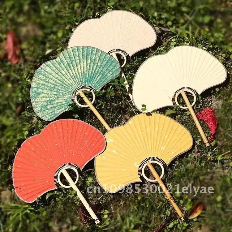 

Handmade Ginkgo Biloba Xuan Paper Fan Classical Chinese Style DIY Painting Stall Photo Prop round Fan with Various