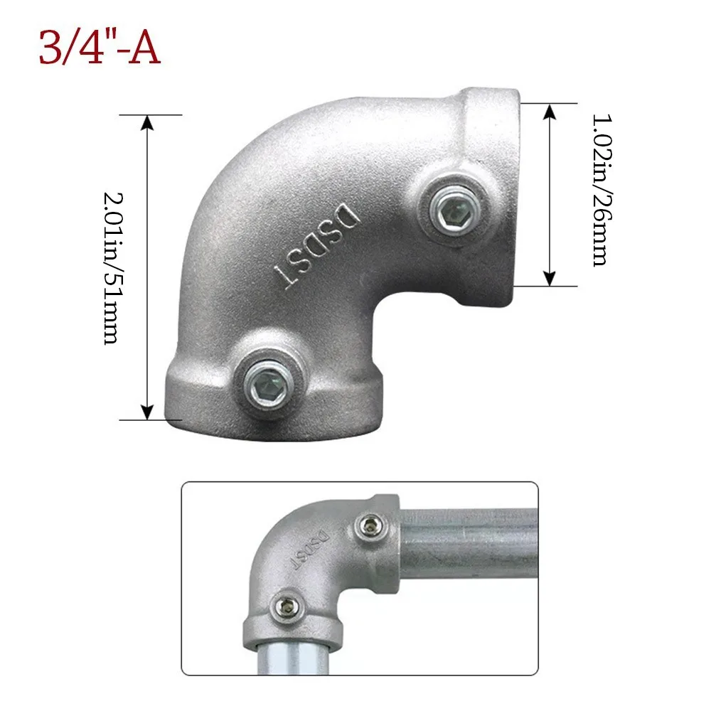 Neue 1\2''/3\4" Rohr Fitting Stecker Feste schnalle Ellenbogen Rahmen Befestigungen DIY Ecke Rund rohr Stecker Stahl Rohr Regal