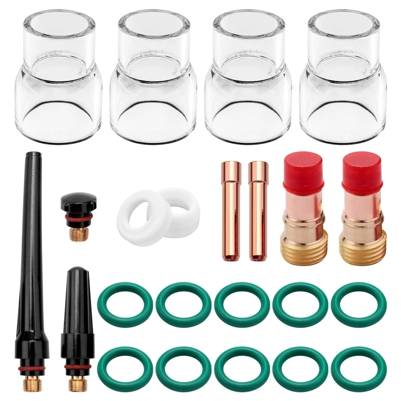 

23PCS TIG Stubby Gas Lens 17GL332 3/32Inch & 12 Cup & TIG Gas Lens Alumina Nozzle Kit For DB SR WP 17/18/26 TIG Welding Torch