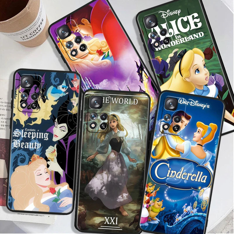 Disney Sleeping Beauty For Xiaomi Redmi Note 12 11T 11E 11S 10T 10S Turbo Pro Plus Max Lite Black Soft TPU Phone Case