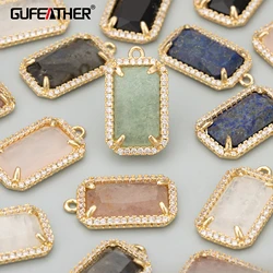 GUFEATHER ME53,jewelry accessories,18k gold plated,copper,natural stone,hand made,charms,diy pendants,jewelry making,4pcs/lot