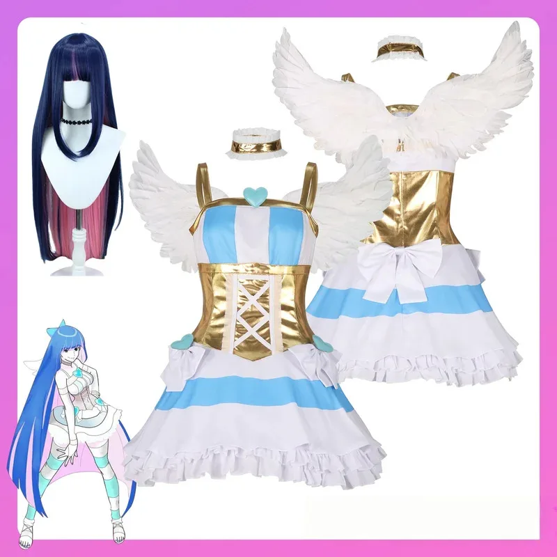 Anime Panty & with Garterbelt Cosplay Anarchy Stocking Costume Wig Halloween Party Suit eo]5