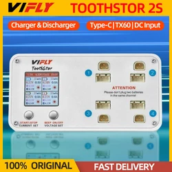 VIFLY ToothStor 4-portowa ładowarka balansowa 2S z trybem przechowywania Wyświetlacz LCD Bateria LiHV/LiPo do wyścigów RC FPV Freestyle