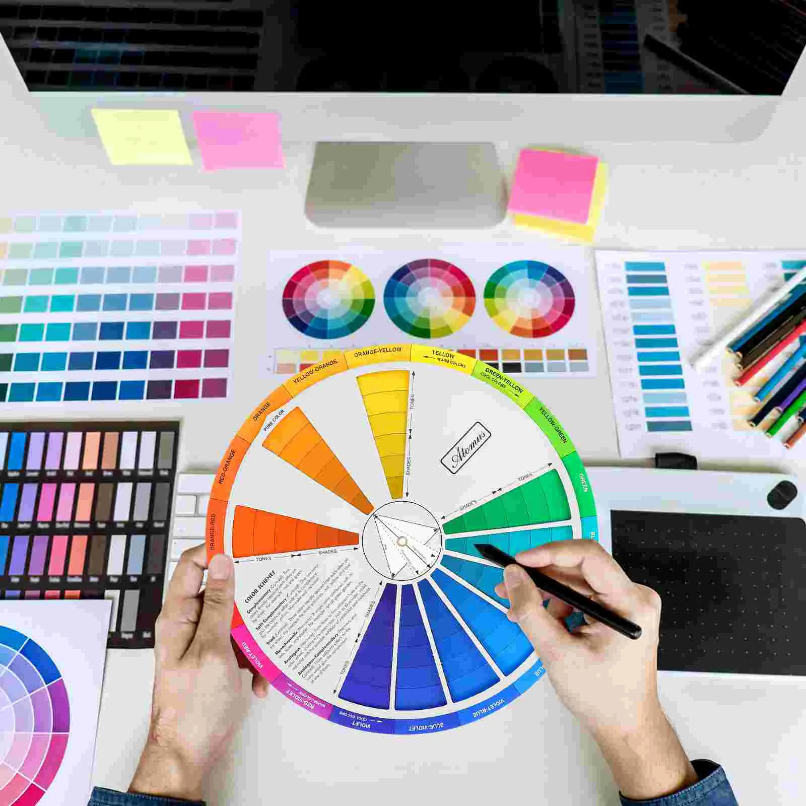 Gradient Color Wheel Tool Grey Paint Standard Card Learning Chart Mixing Guide for Drawing Class Teaching Pigment