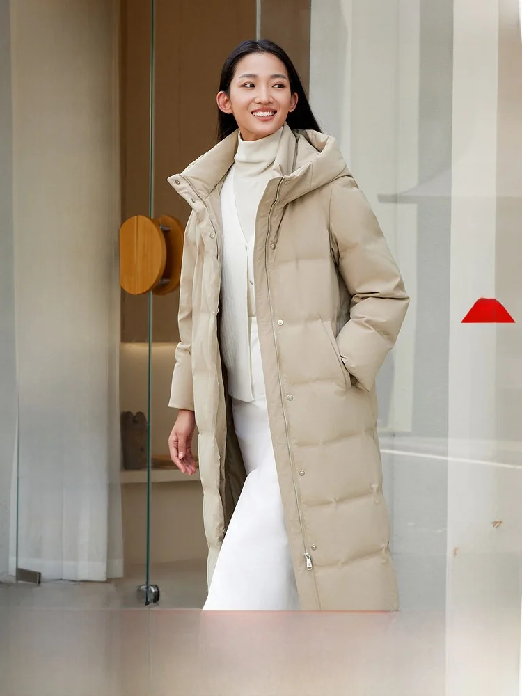 

Утепленная женская удлиненная куртка-пуховик с капюшоном для осени и зимы, теплая, для повседневной носки, из полиэфирного волокна