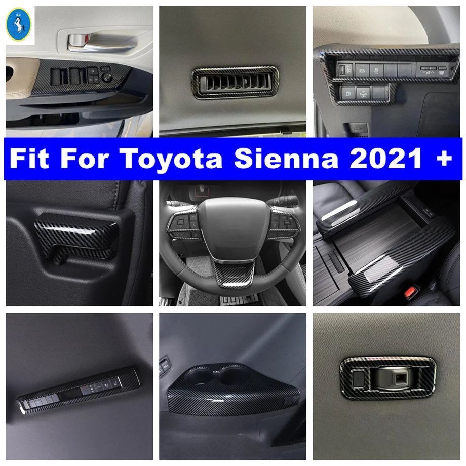 

Carbon Fiber Look Pillar A Speaker / Lift Button / Lights Control Panel Cover Trim Accessories For Toyota Sienna 2021 2022 2023