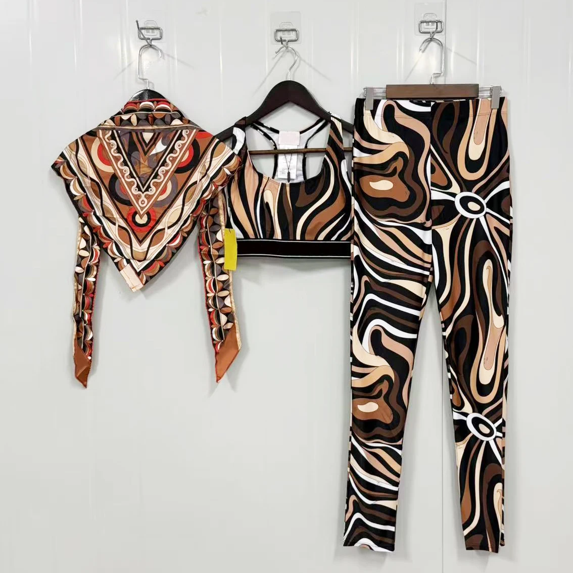 Pilates Yoga Outfit - Classic Women's Brown Ribbon Scarf Yoga