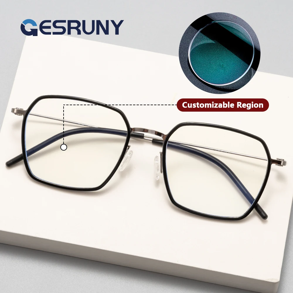 

Gesruny Progressive Prescription Glasses Custom Myopia Optical Lenses Eyeglasses Anti Blue Light Reading Eyewear For Women Men
