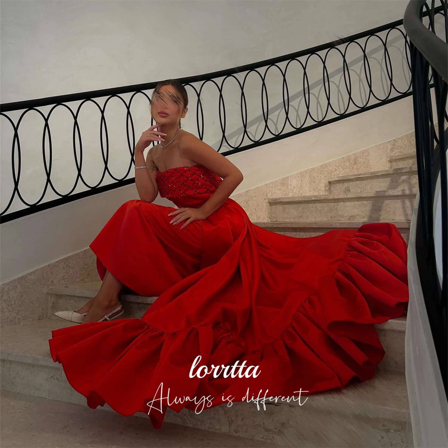 

Lorrtta Satin Prom Dresses for Special Occasions Vestidos De Festa Luxurious Women's Evening Dresses فساتين سهرة Customized Red