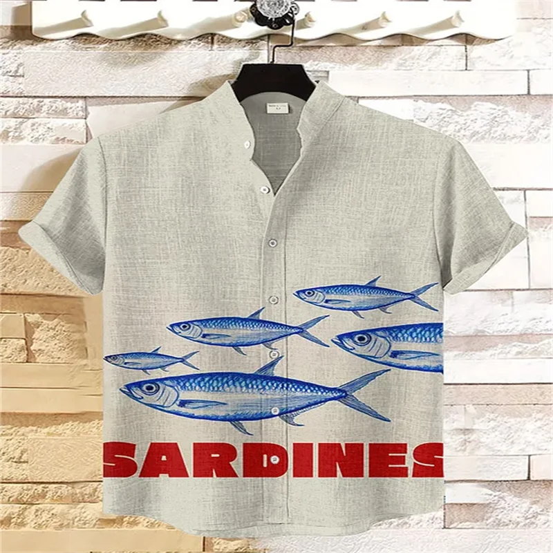 Hawaiian Mens Tattoo Style Fish Name Art Printed Casual Shirt Beach Vacation Mens Shirt - Image 3