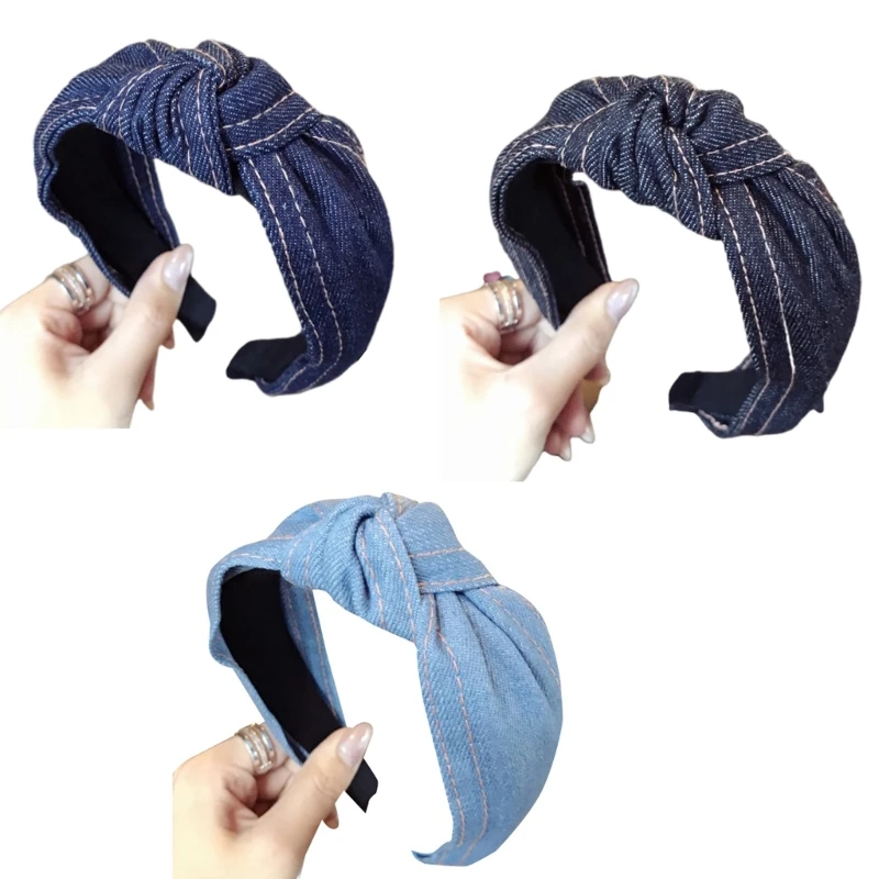 

MXMB Girls Blue Jean Wide Hair Hoop Eye-catching Lady Hair Headpiece Accessories