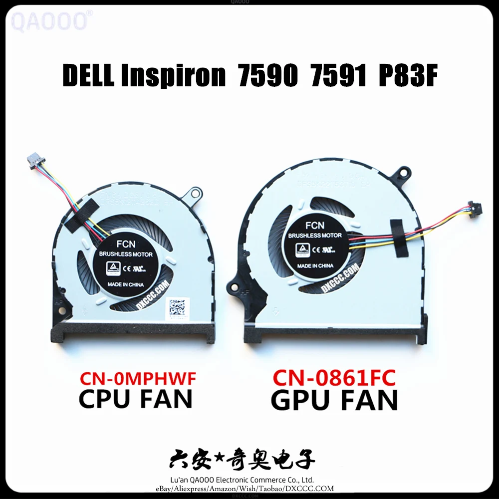 0MPHWF - 0861FC FAN For DELL INSPIRON 7590 7591 P83F Laptop CPU & GPU Cooling Fan