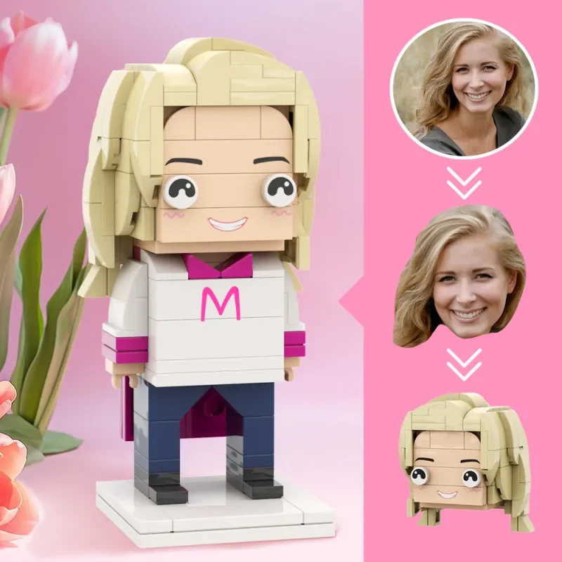 

Подарок на день матери для супермамы, персонализированные кирпичные фигурки головы, супер мама в накидке, мои изготовленные на заказ кирпичные фигурки, строительные блоки