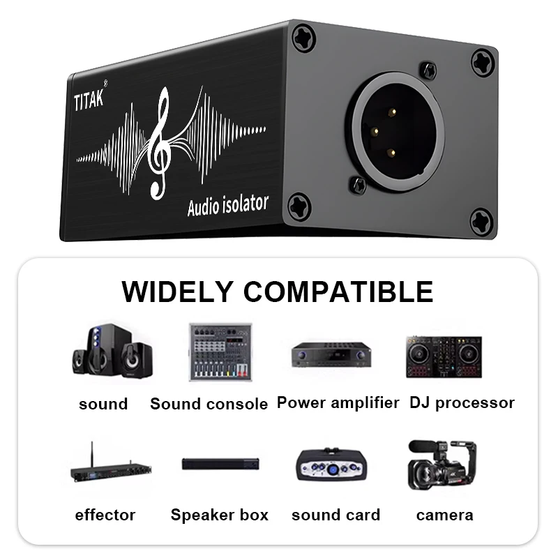 1Pcs TITAK Professional XLR Ground Loop Isolator Eliminate Buzz Hum Noise for Stage Performance DJ Live Band System