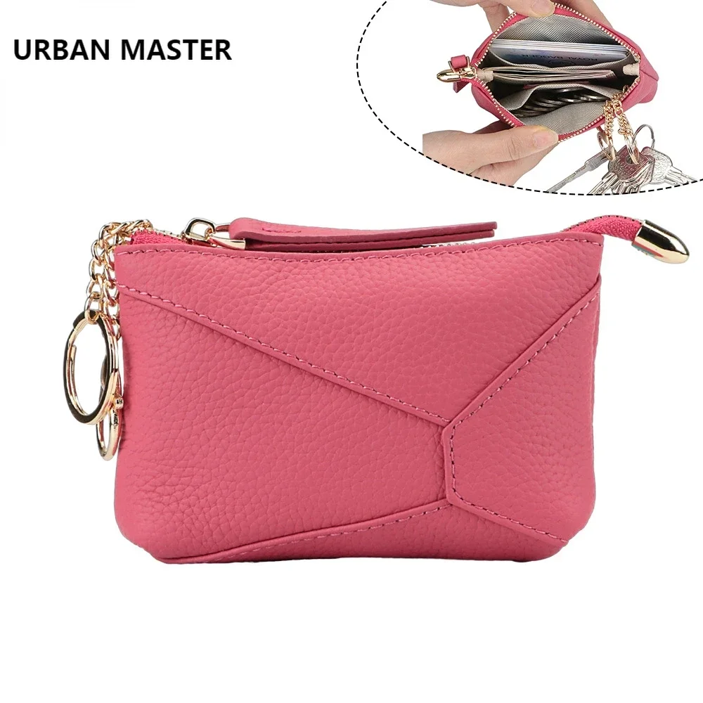 

URBAN MASTER Coin Purse for Women Genuine Cow Leather Change Pouch Fashion Simple Storage Bag Small Wallet with Keychain 1547