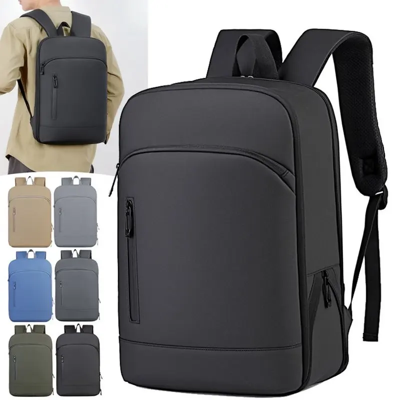 Lightweight nylon Backpack Mens Solid Color Expandable Business Backpack Durable Zipper Multi Compartment Knapsack Perfect Hold
