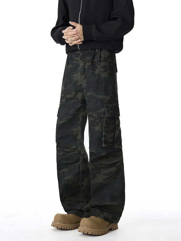 

Мужские джинсы в американском ретро-стиле, прямые, повседневные, свободного кроя, TANGZ STUDIO, с высокой талией, на молнии, с деталями на карманах