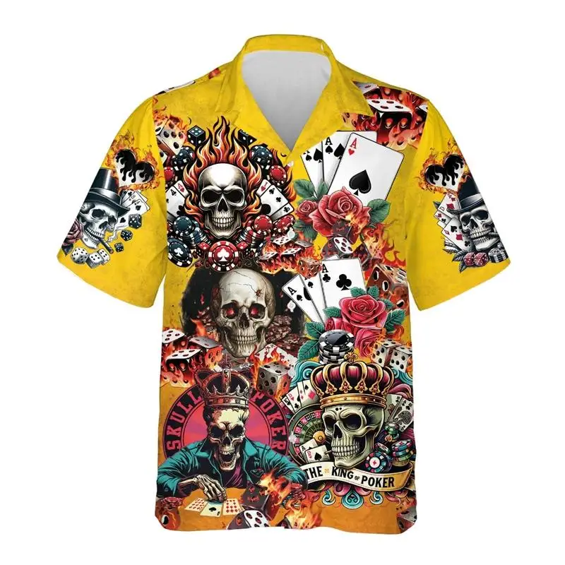 

Men's Beach T- Casual Lapel Shirt with 3D Printing Hawaian Female Festive Short Comics New Design Summer Flap Women's Entertainm