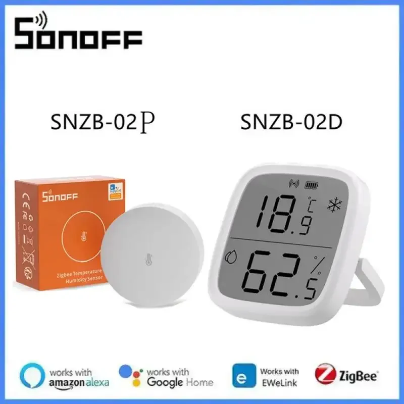 Sonoff SNZB-02D/SNZB-02P zigbee inteligente sensor de umidade temperatura com tela lcd para ewelink alexa google assistente casa alice