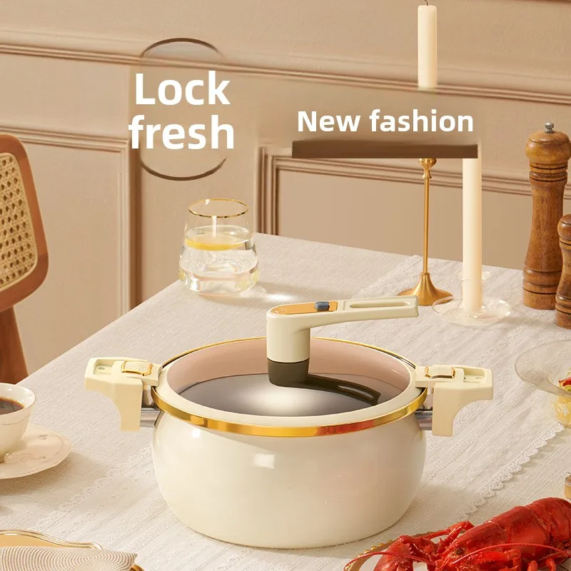 yjq micro-pressure soup pot household non-stick soup double ear stuffy cooking pot multi-functional integrated thickening