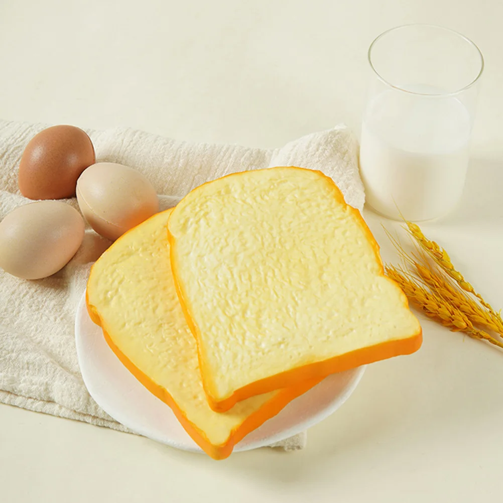 

3 Pcs Toast Model Pu Bread Models Decor Decorate Bakery Photo Props Artificial Breads Fake