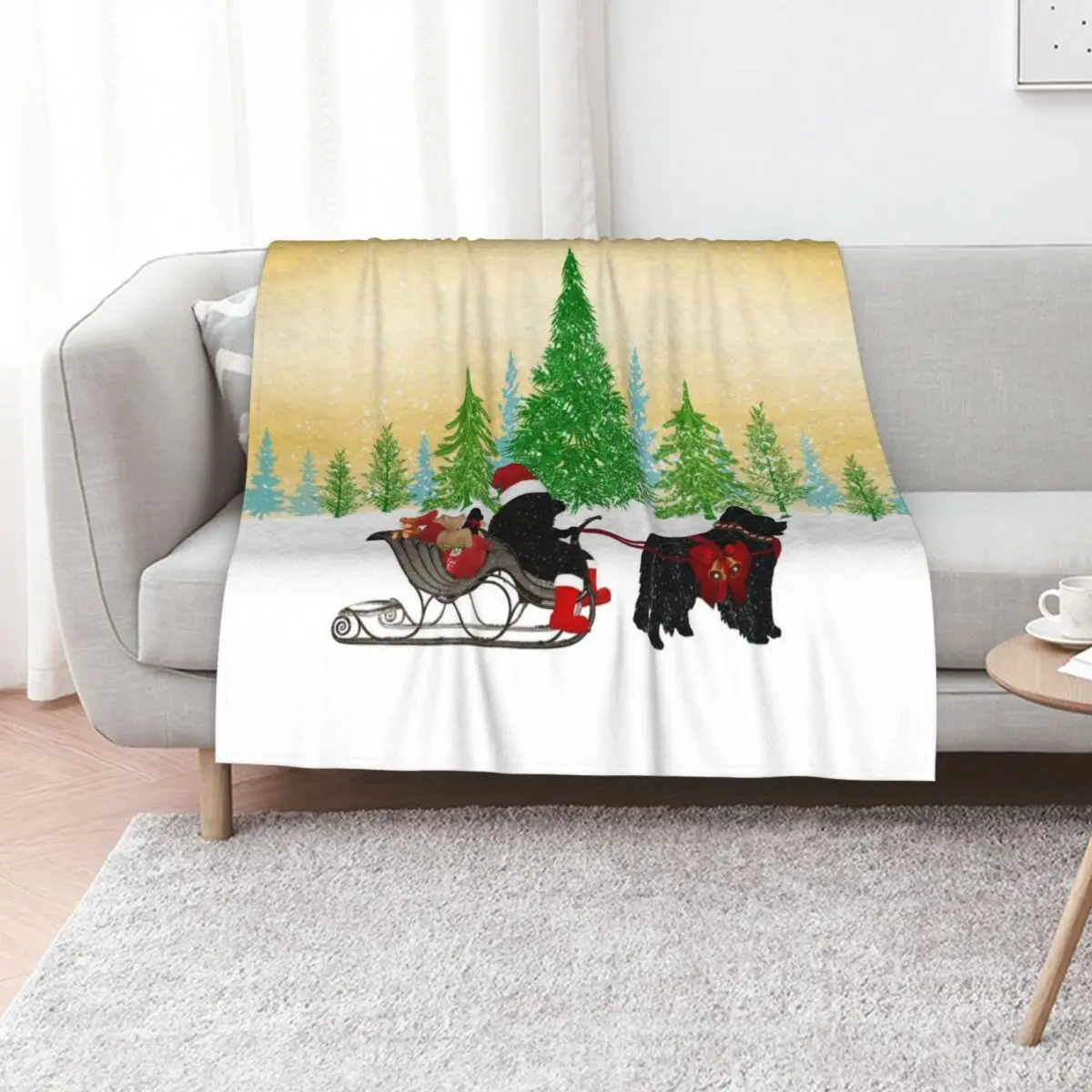 Newfoundland Dog Christmas! Throw Blanket For Decorative Sofa Furrys Hairys Thermals For Travel Hairy warm winter Blankets