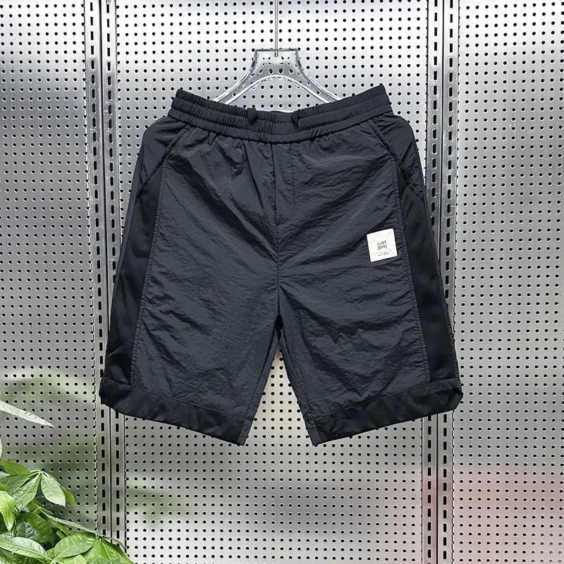 Men\'s Clothing Summer Solid Color Gauze Drawstring High Waist Pockets Elastic Casual Fashion Retro Loose Sweatpants Shorts