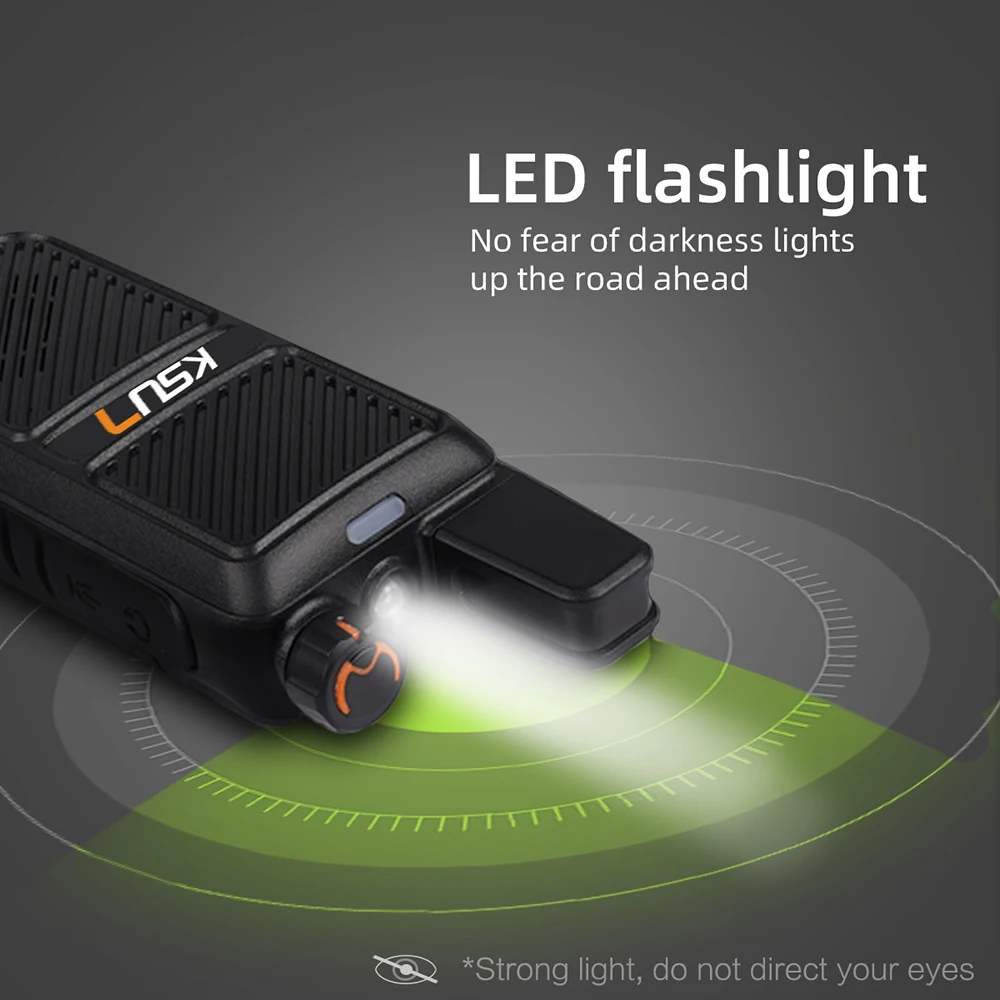 KSUN 8W High Power Two Way Radios Communication Type-C 5500mAh Flashlight Backlight VOX Walkie Talkies for Hiking Camping