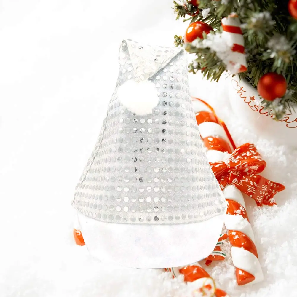 

Christmas Santa Hat Silver Sequins Party Favors Family Gift Costume Accessory Photo Props Holiday Celebration Decor