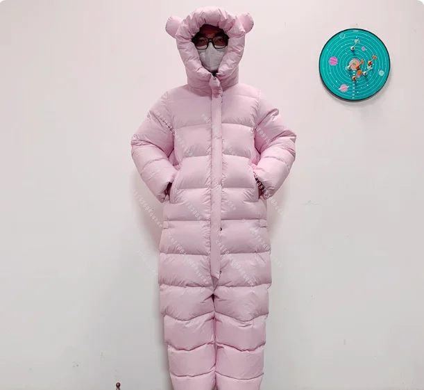 Thickened Down Jacket Cute Cold-Proof Warm Clothing for Winter Fashionable Cozy All-In-One Suit Bear One-Piece