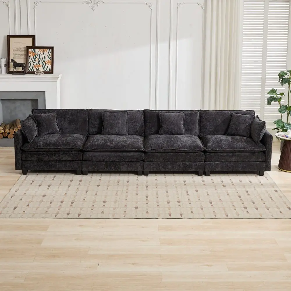 Sofá Cloud de 4 Plazas, Sofá Moderno Tapizado para Sala de Estar, Dormitorio, Apartamento con Cojín de Asiento Transpirable y Cómodo