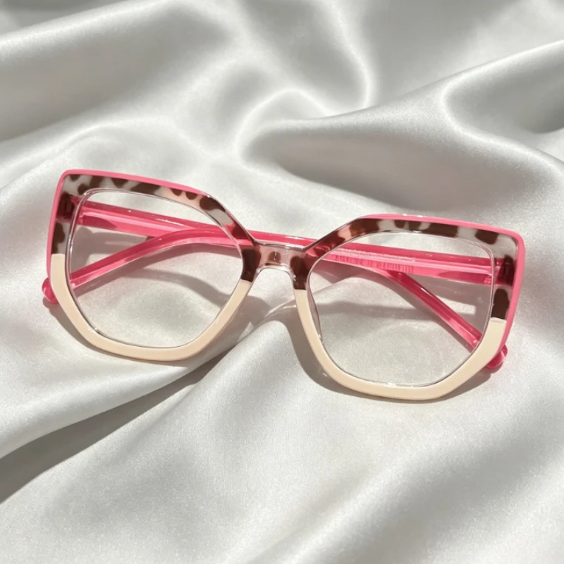 New Women's Dopamine Blue Light Blocking Glasses Stylish Cat-Eye with Unique Color-Blocking Design Perfect for Everyday Wear