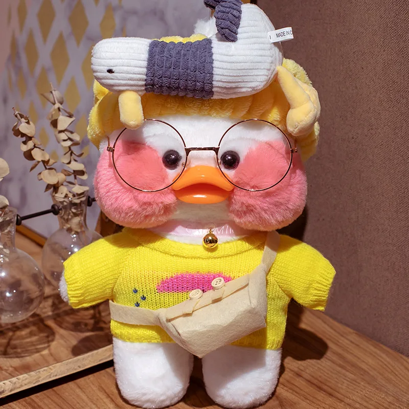 Doll Accessories for Kids, LaLafanfan Cafe, Duck Toys Clothes, Sweater Dress, Headband, Bag Outfit, 30cm, Gift for Girls, 1Pc