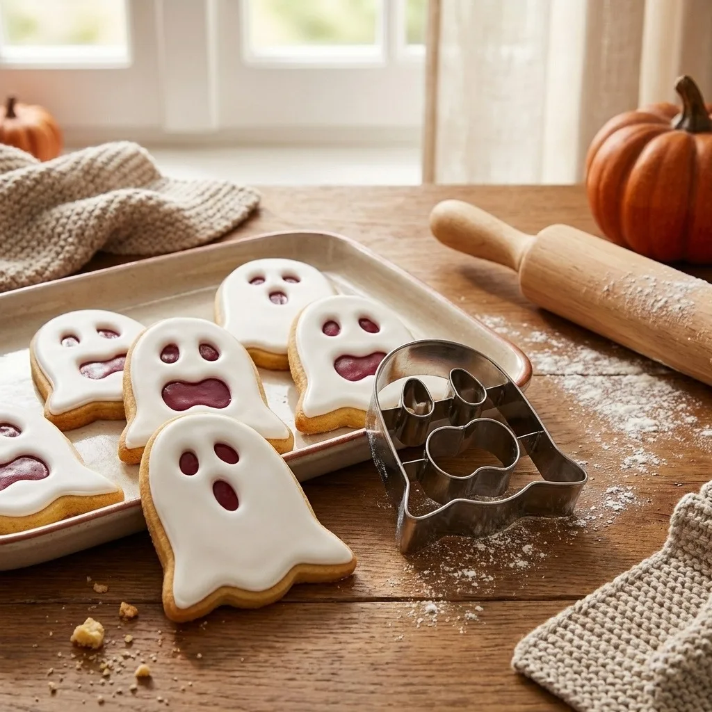 3D Halloween Ghost Shaped Cookie Cutter, One-piece 3D Cookie Cutter with 430 Stainless Steel Blades. Dishwasher Safe