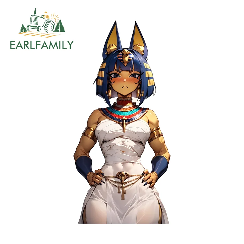 

EARLFAMILY Ankha Furry Seductive Car Stickers Interesting Waterproof Surfboard Refrigerator SUV JDM Decals Fashion Car Goods