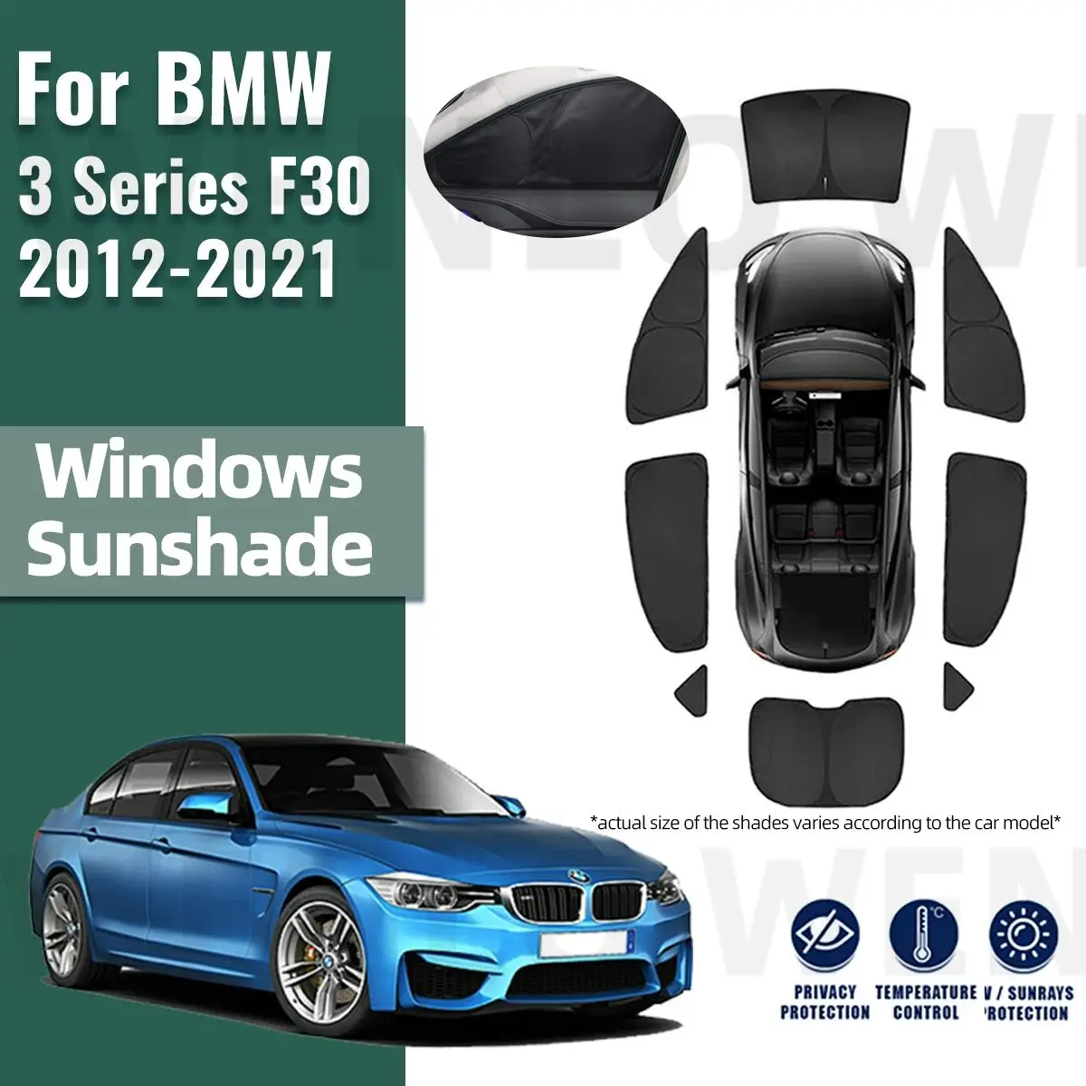 For BMW 3 series F30 2012-2020 2021 Full Cover Car Sunshade Shield Front Windshield Frame Curtain Rear Side Window Sun Shade