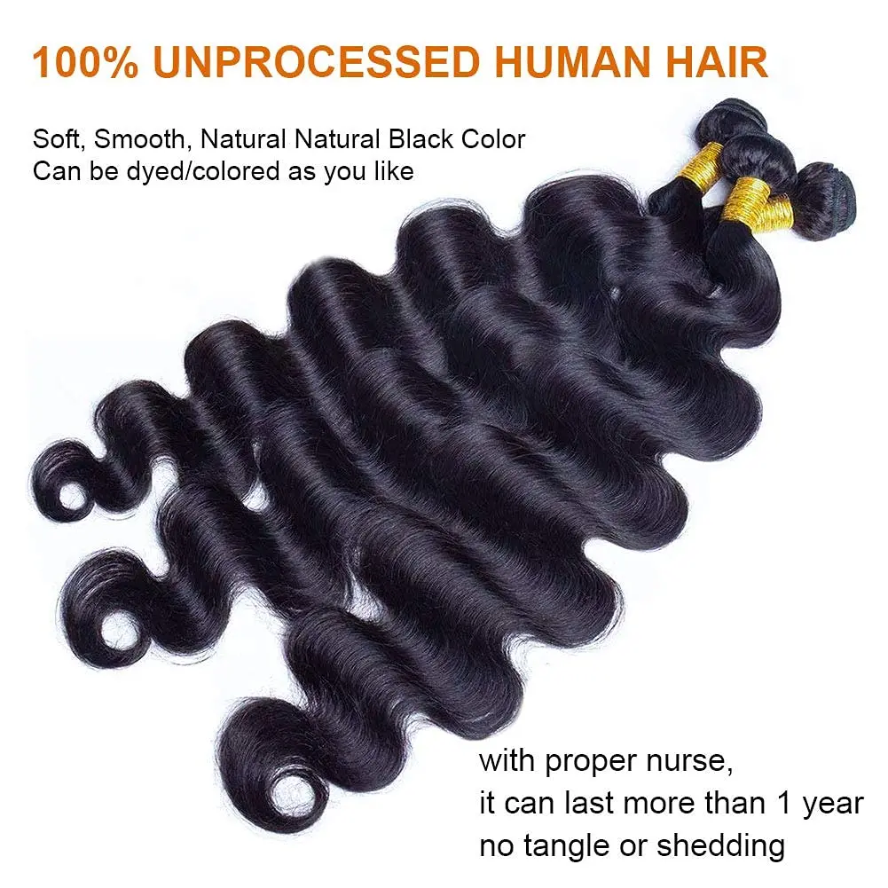 Human Hair Bundles Body Wave 2/3/4 Bundles （16 18 20 22) 10A Grade 100% Unprocessed Brazilian Virgin Human Hair