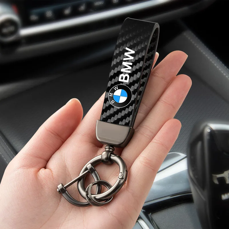 HD printed vintage leather horseshoe ring keychain for BMW E46 E90 F10 F30 X3 F20 E46 E60 E70 E39 E36 E87 Car Accessories