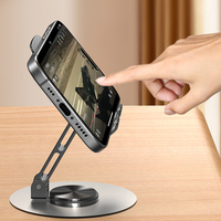 Metal Aluminum Alloy 720 Rotate PC Tablet Mobile Phone Holders Stands Mount desktop Bracket For iPad Adjustable Folding Lazy Liv