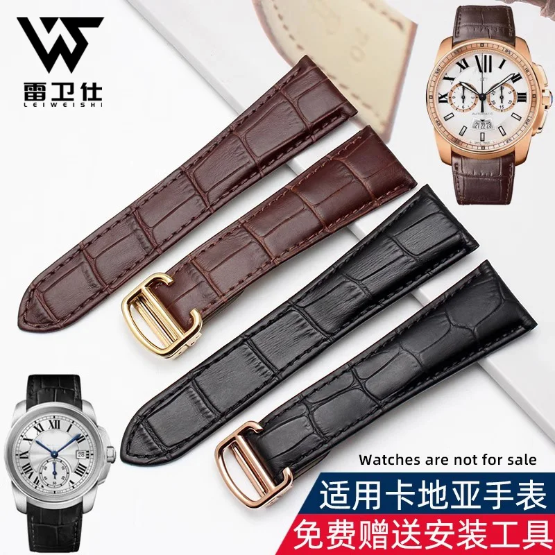 20mm 22mm 23mm pulseira de couro genuíno substituição para cartier tank solo masculino feminino pulseira azul vermelho rosa pulseira cinto