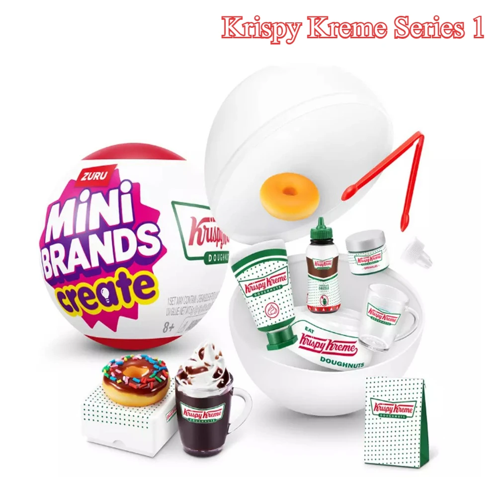 Zuru Mini marcas Krispy Kreme crear serie 1 caja ciega sorpresa juguetes Mini comida Donut comida en miniatura juguetes de embalaje misterioso