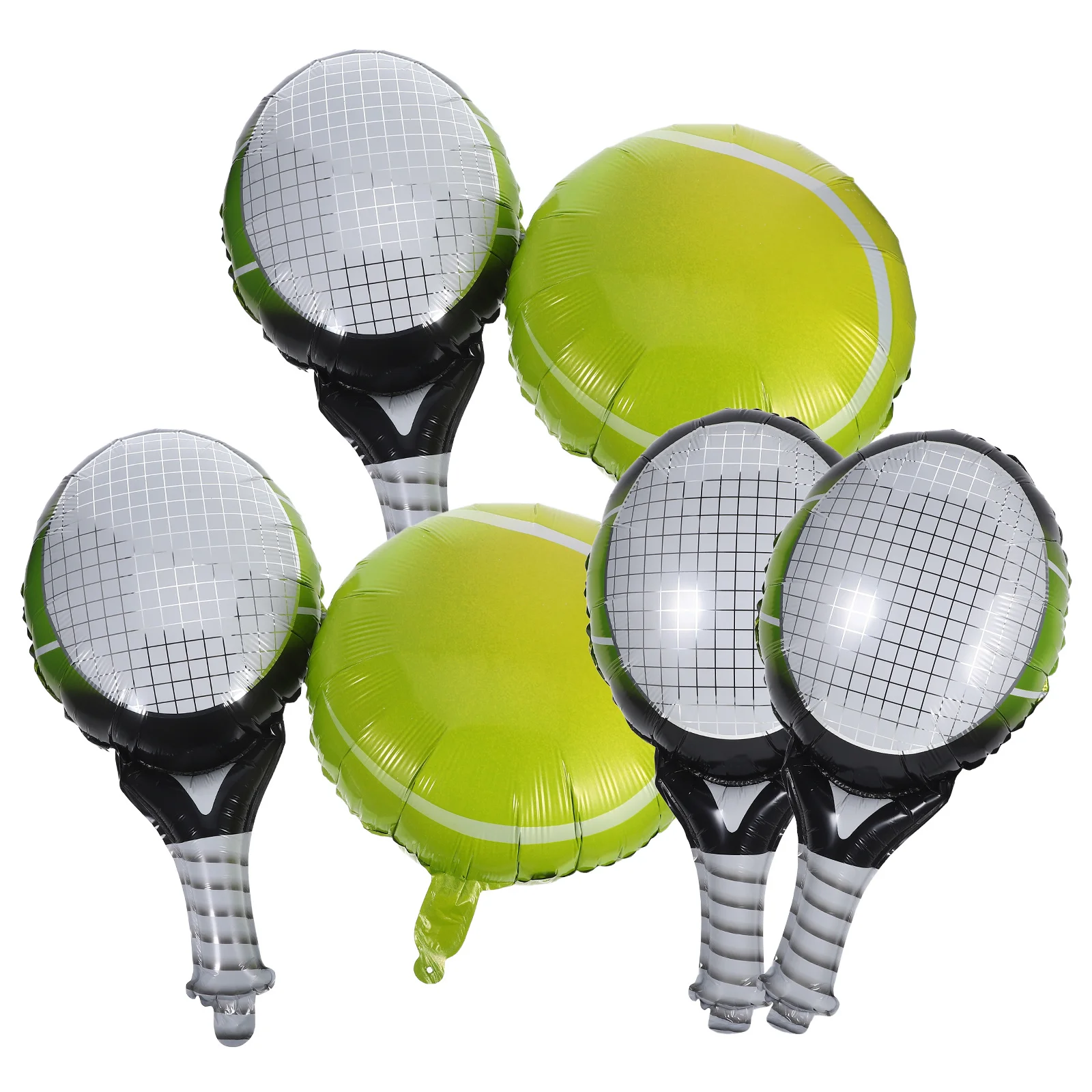 

1Set Tennis Ball and Racket Balloons Aluminum Foil Tennis Party Supply Longlasting Durable Balloon Decor Indoor Outdoor