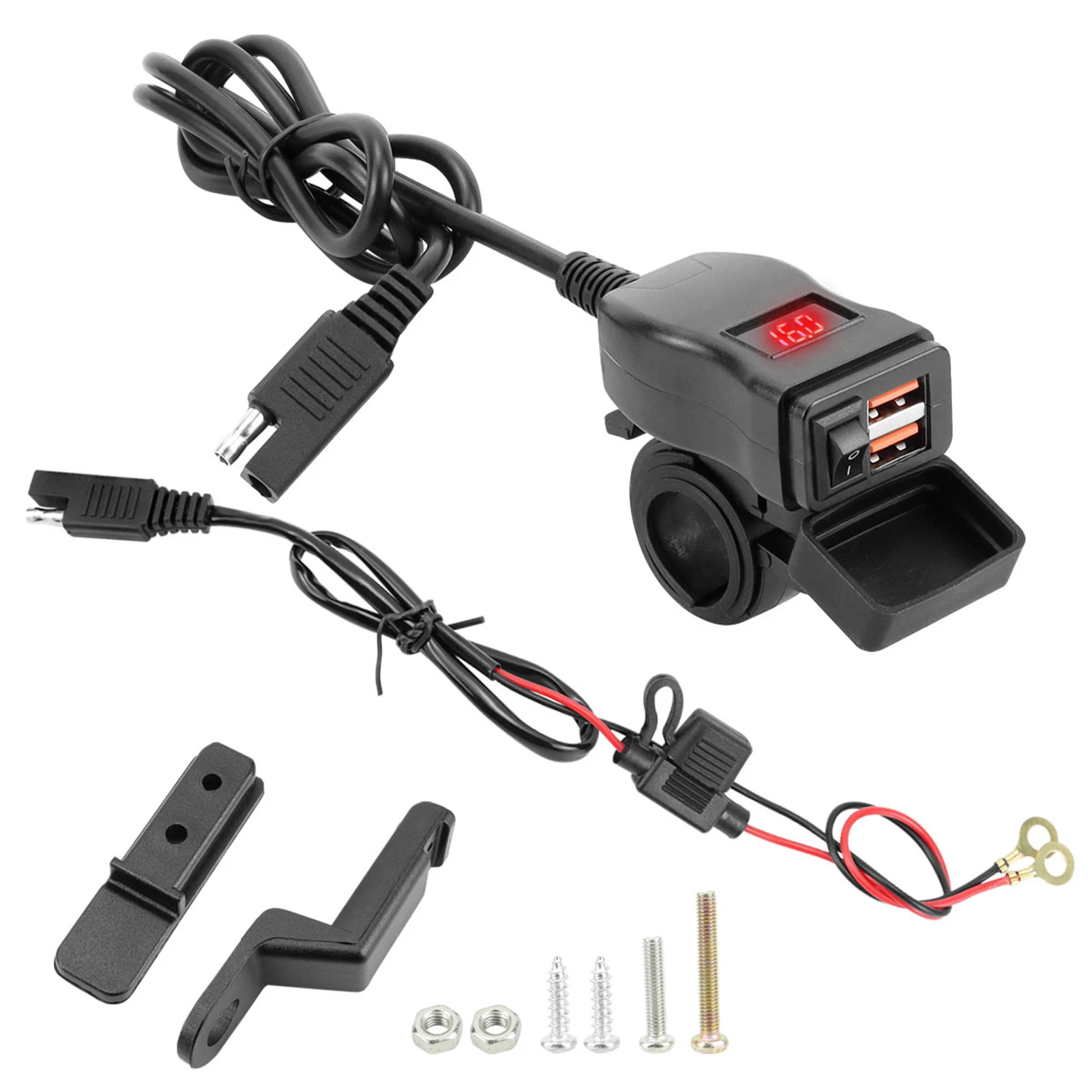 

18W USB Motorcycle with Dual QC3.0 Ports for Fast Charging, LED Voltage Display, 12V-24V Waterproof Power Adapter