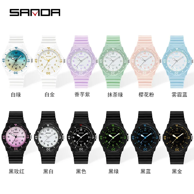 SANDA-Reloj de pulsera de cuarzo para Mujer, cronógrafo informal con manecillas luminosas, resistente al agua hasta 50M, 6011