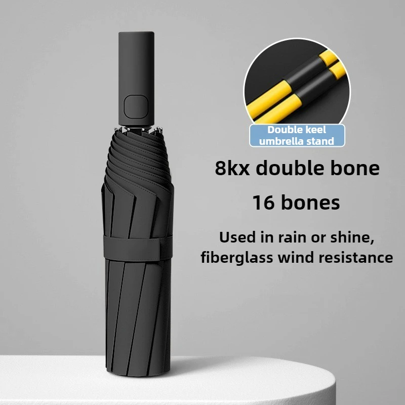UPF50 + großer 16-Knochen-Regenschirm, zusammenklappbar, automatischer Anti-UV-Regen-Sonnenschirm, tragbar, winddicht, leicht, für Damen und Herren, Sonnenschirm