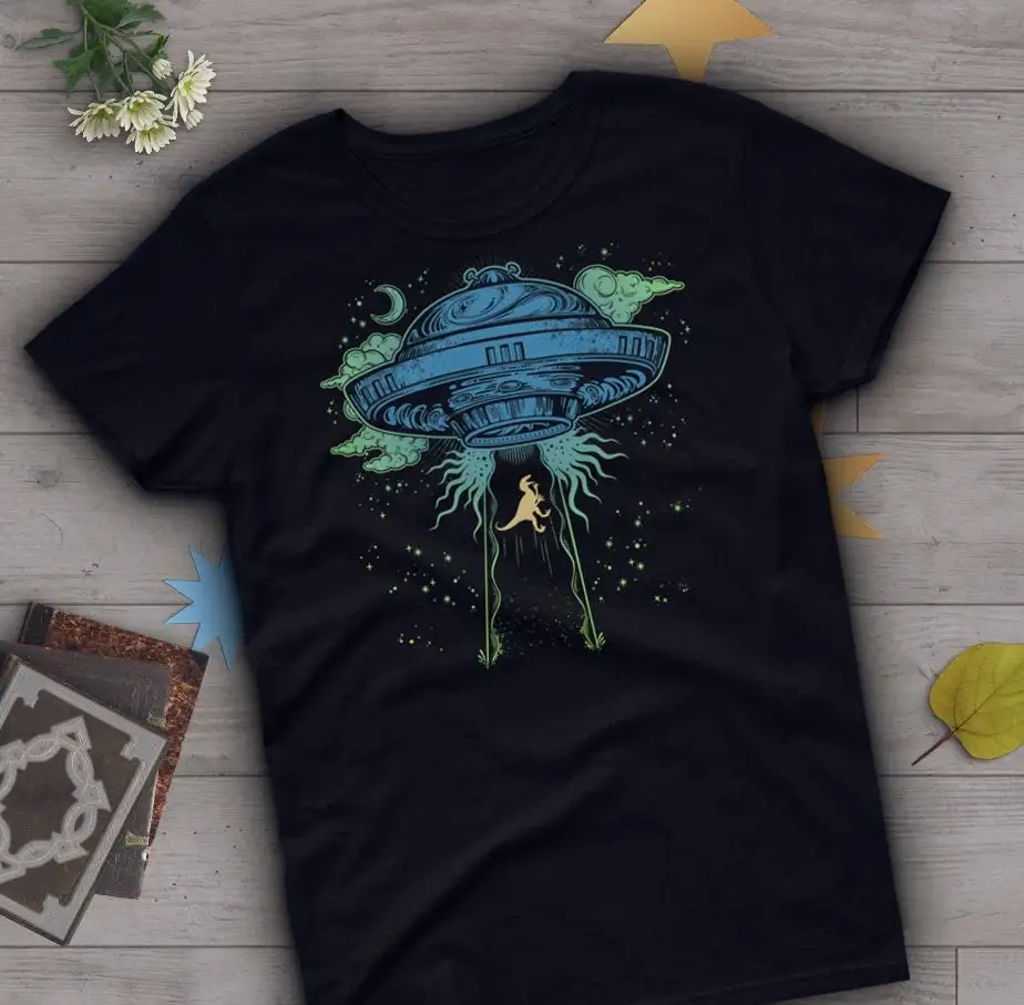 Ufo Dinosaur T Shirt Raptor Lover Cool Velociraptor Area 51 Top Alien Extraterrestrial Fan Funny