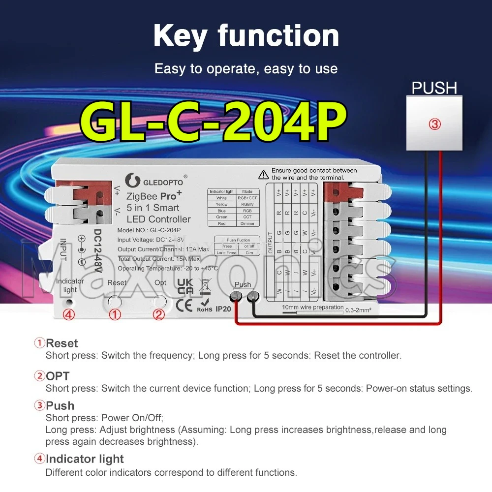 

NEW 5in1 RGBCCT RGBW RGB CCT LED Strip Dimmer ZigBee3.0 Pro+ LED Controller GL-C-204P/GL-RC-009 Alexa Tuya 15A Max PWM Dimming