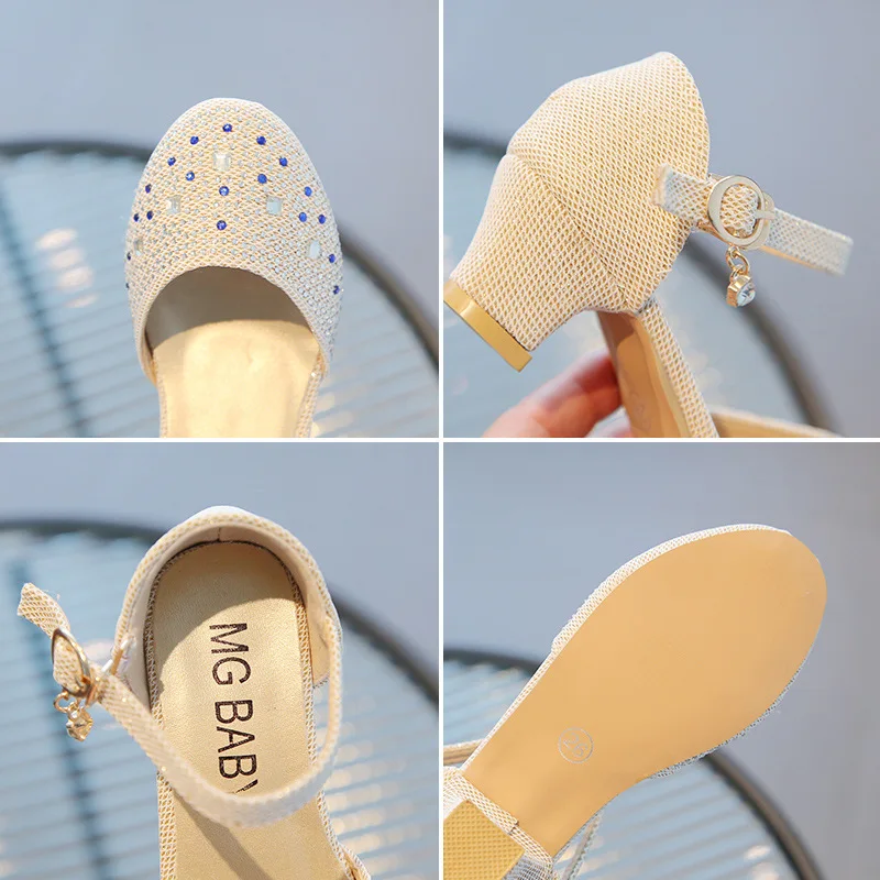 2023 nuove scarpe estive per bambini per ragazze sandali moda paillettes scarpe da bambina scarpe da principessa per ragazze Chidren
