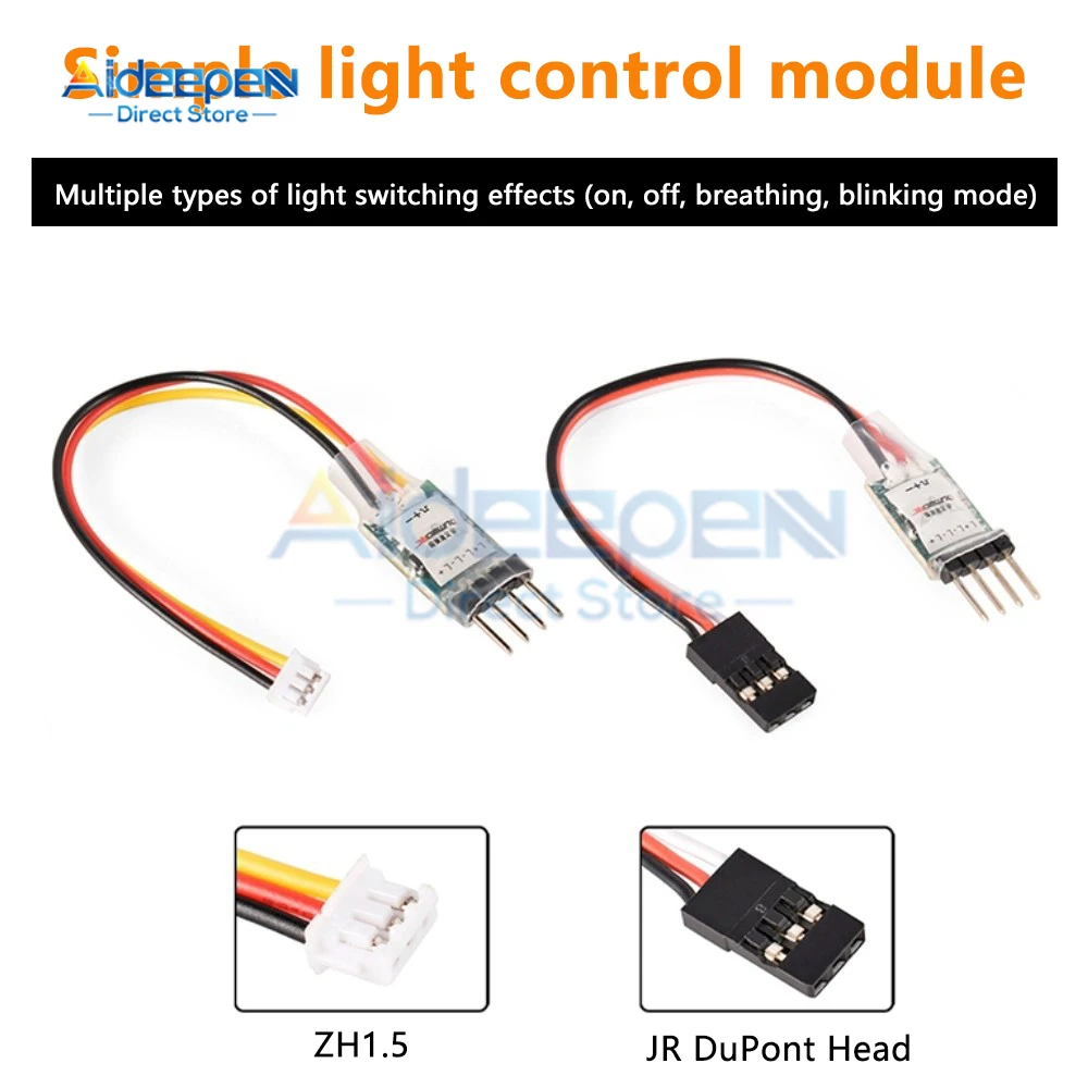 3CH LED Lamp Light Controller Switch Panel System Turn on/Off JR Plug for RC Mini Car Vehicle Fixed Wing Aircraft Toy DC 4.8V-6V